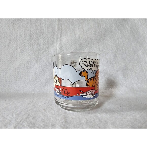 Vintage 1978 Garfield Glass Mug McDonalds Canoe Garfield and Oddie Jim Davis - Picture 2 of 7